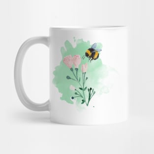 Beautiful Watercolor Bumble Bee and Flowers Mug